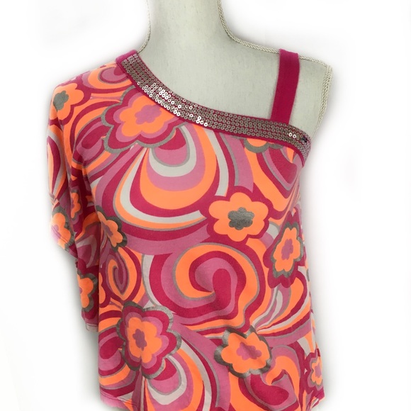 Justice Tops - Justice One Shoulder Sequin Top